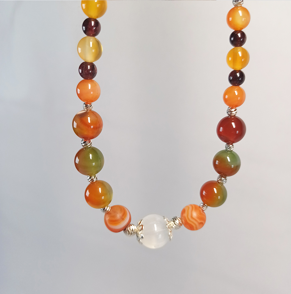 Collier #4 mit Carneol und Wassermelonenjade – Bild 4
