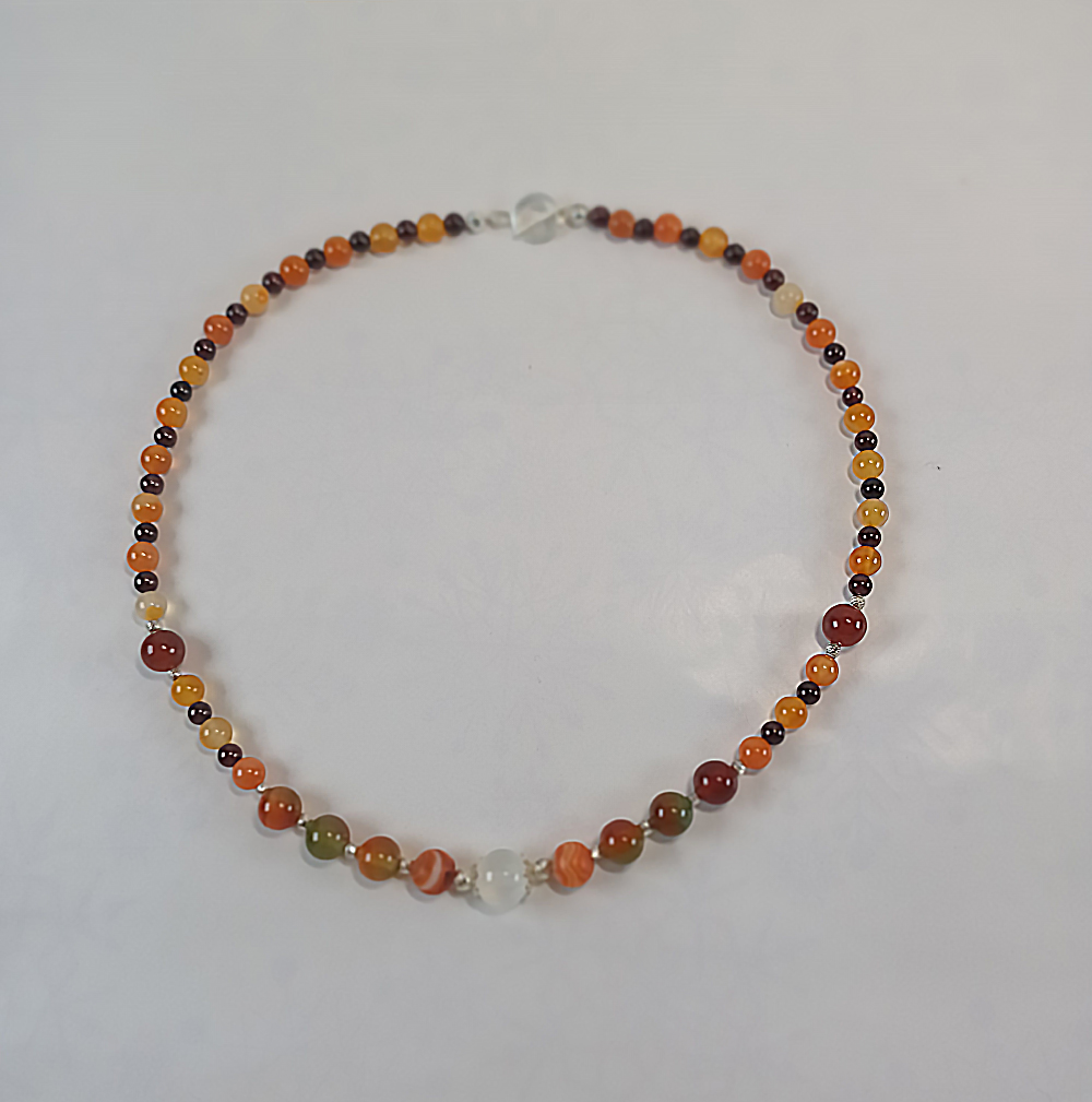 Collier #4 mit Carneol und Wassermelonenjade – Bild 3