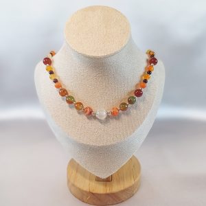 Collier #4 mit Carneol und Wassermelonenjade