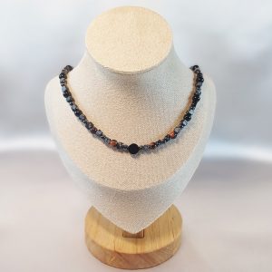 Collier #7 mit Onyxscheibe und Hämatit