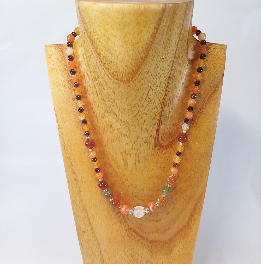 Collier #4 mit Carneol und Wassermelonenjade – Bild 5