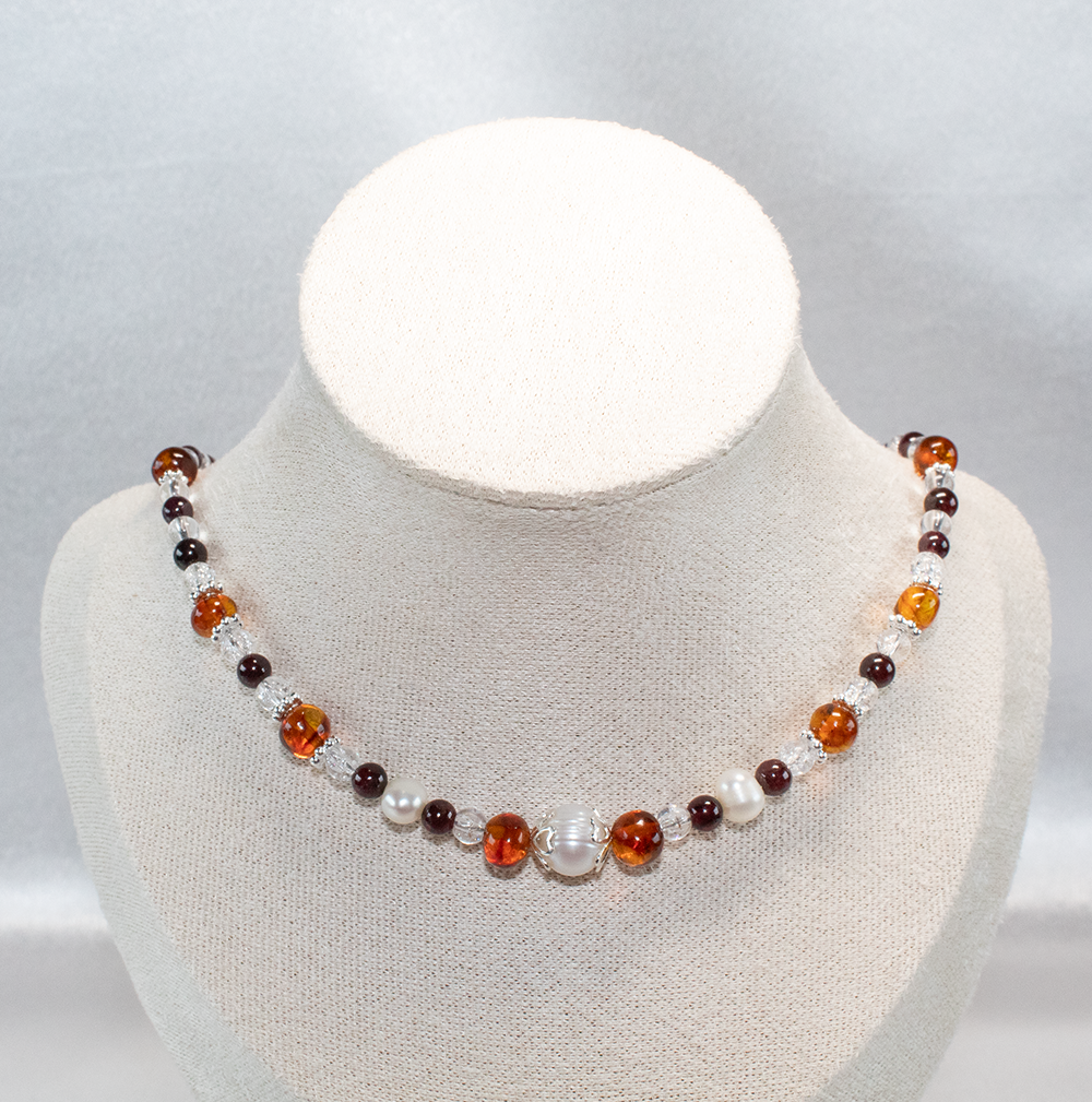 #13 Collier mit Perlen und Bernstein – Bild 6