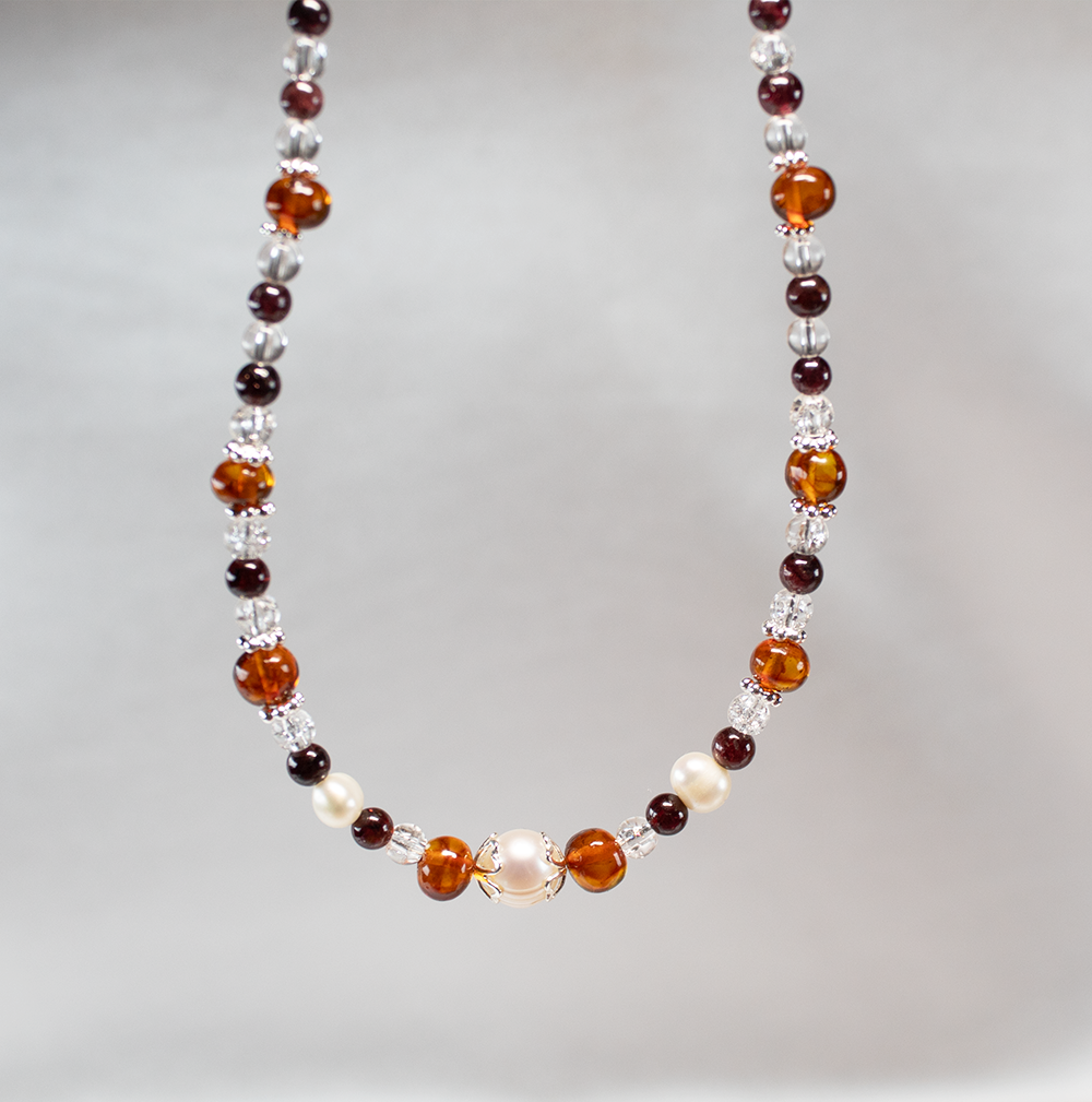 #13 Collier mit Perlen und Bernstein – Bild 5