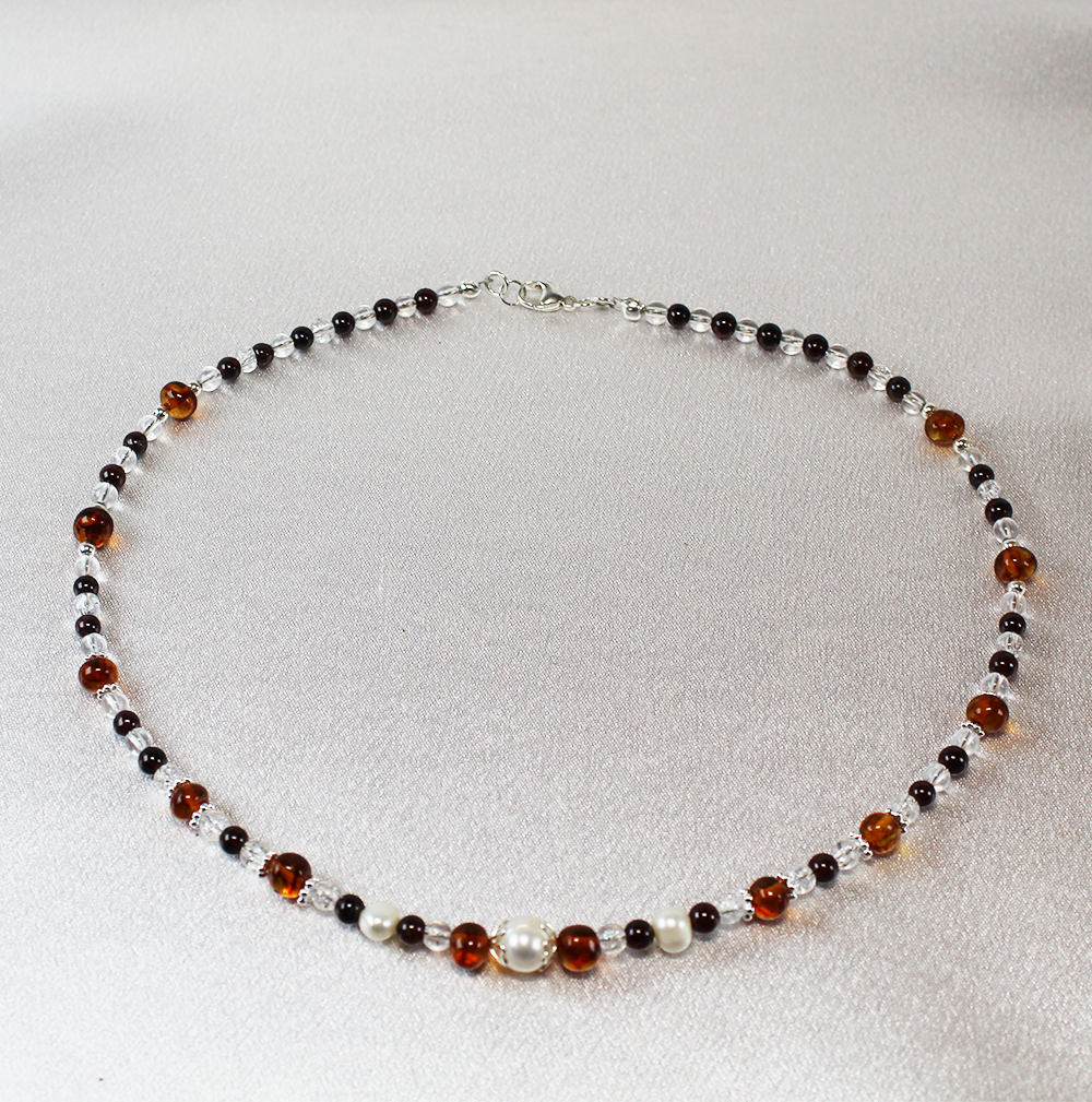 #13 Collier mit Perlen und Bernstein – Bild 3