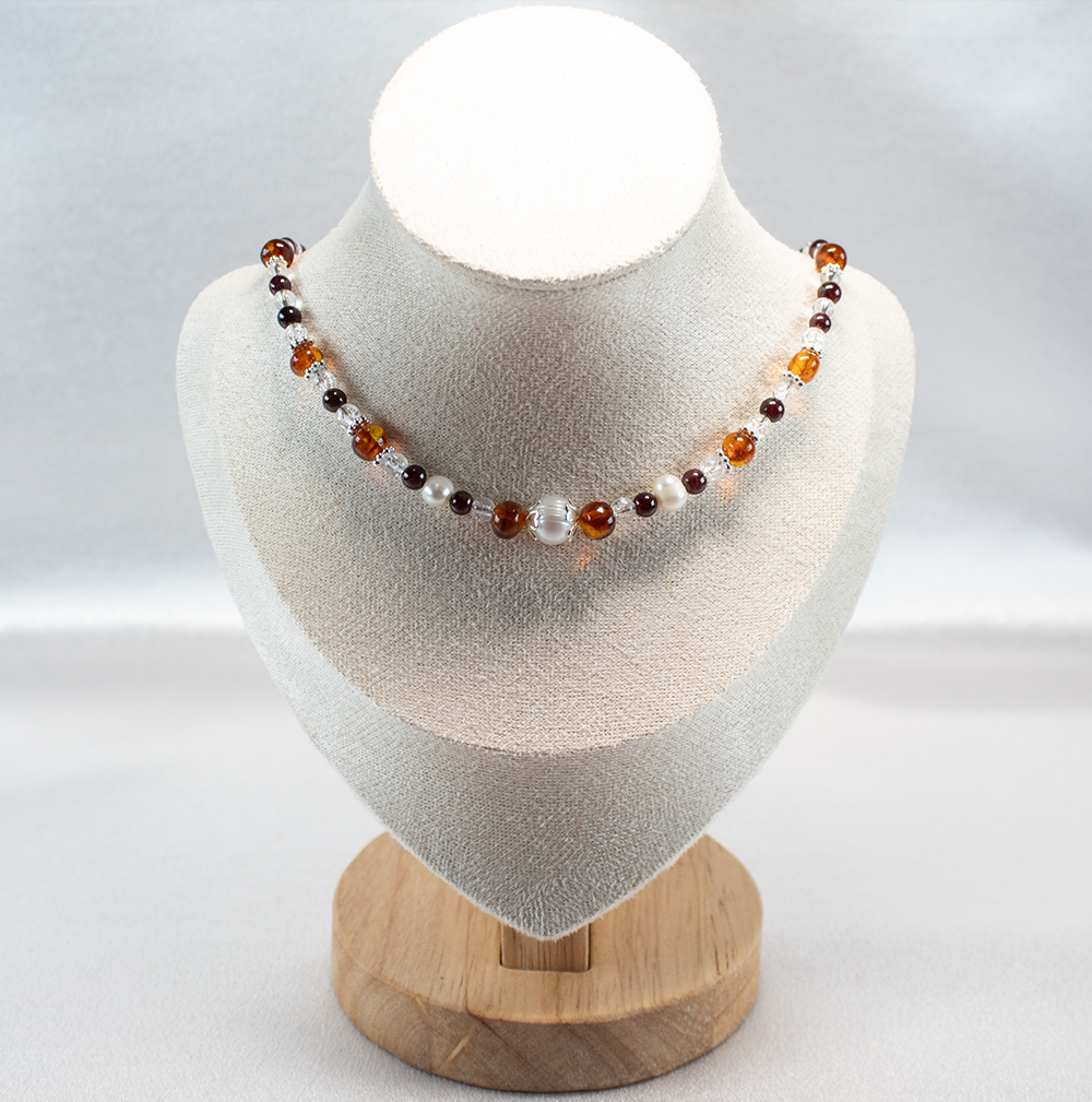 #13 Collier mit Perlen und Bernstein