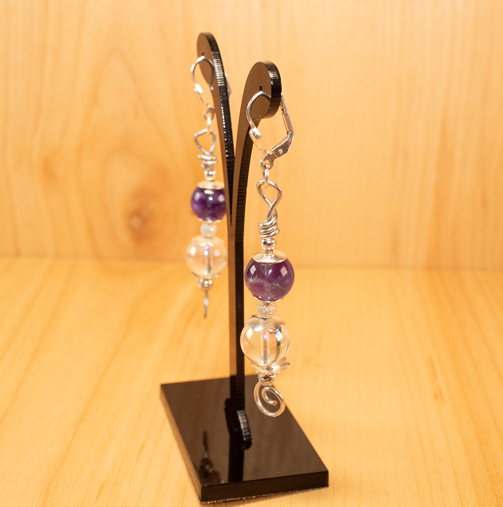 #O1 Ohrring mit Amethyst und Angel Aura – Bild 7