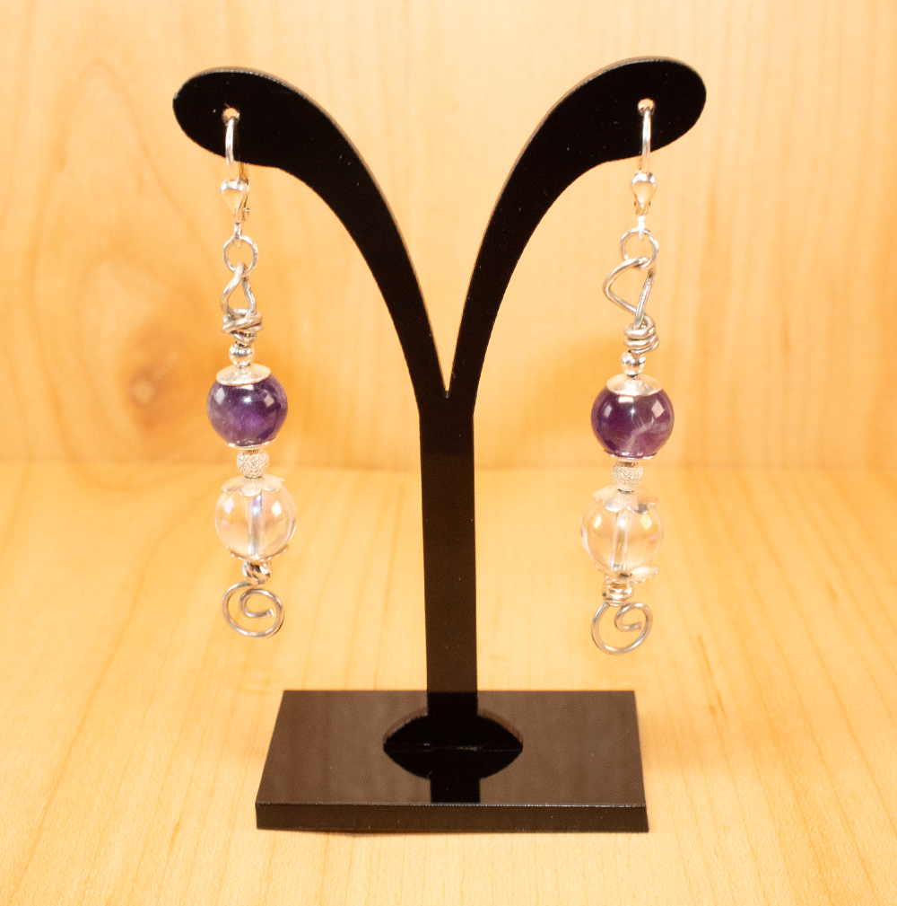 #O1 Ohrring mit Amethyst und Angel Aura