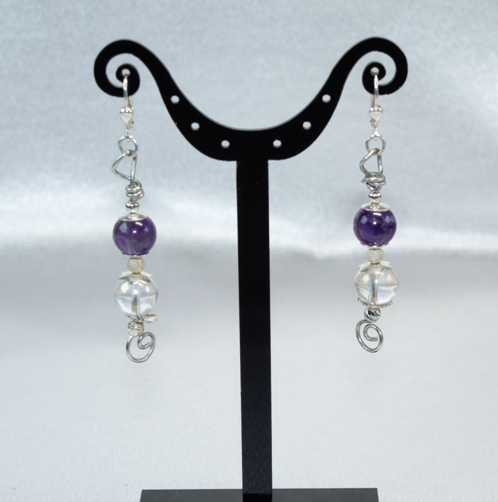 #O1 Ohrring mit Amethyst und Angel Aura – Bild 5