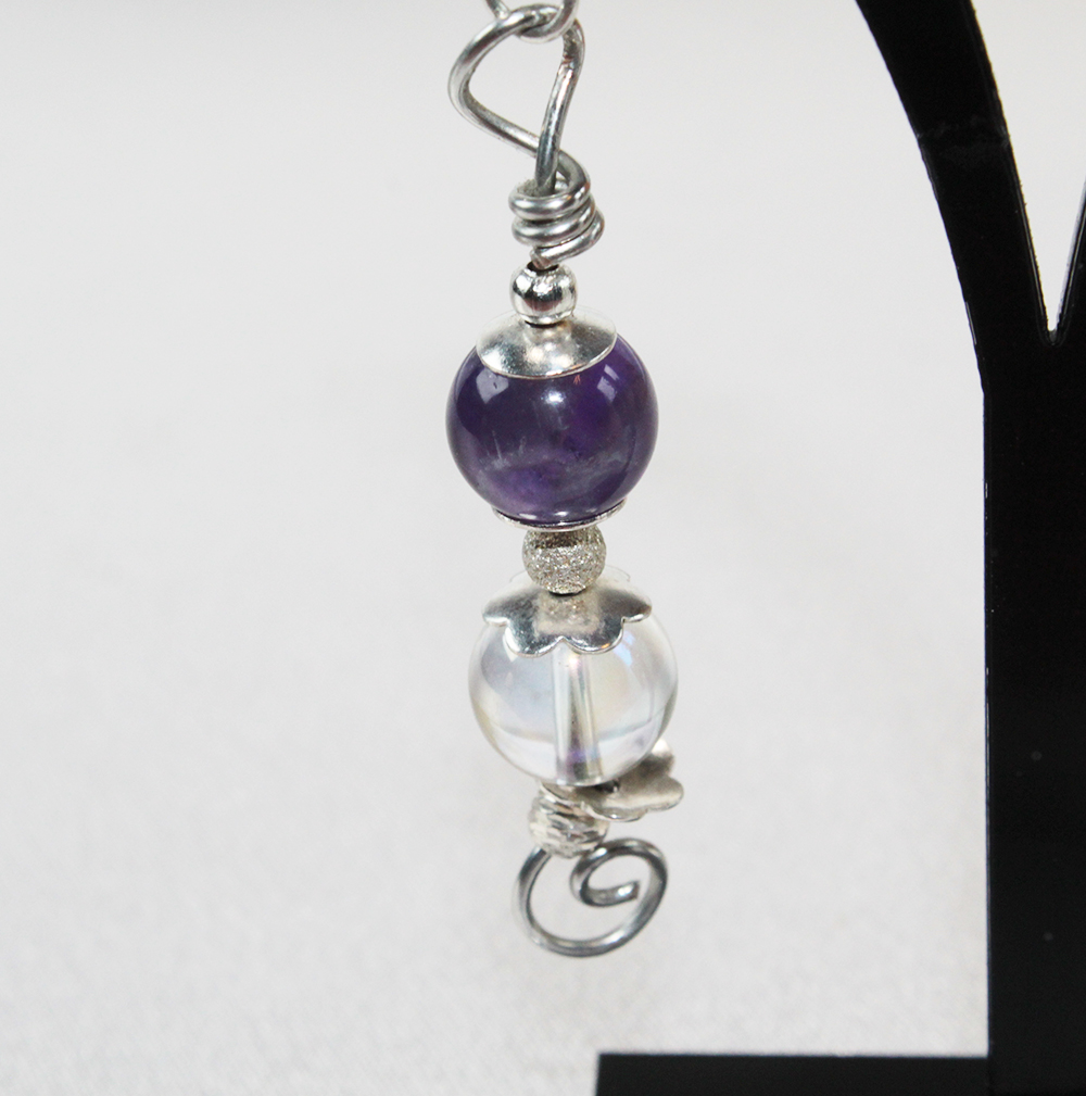 #O1 Ohrring mit Amethyst und Angel Aura – Bild 4