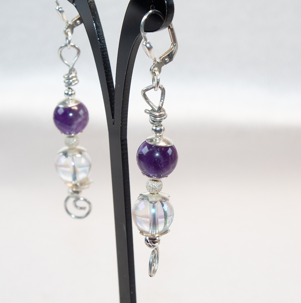 #O1 Ohrring mit Amethyst und Angel Aura – Bild 3