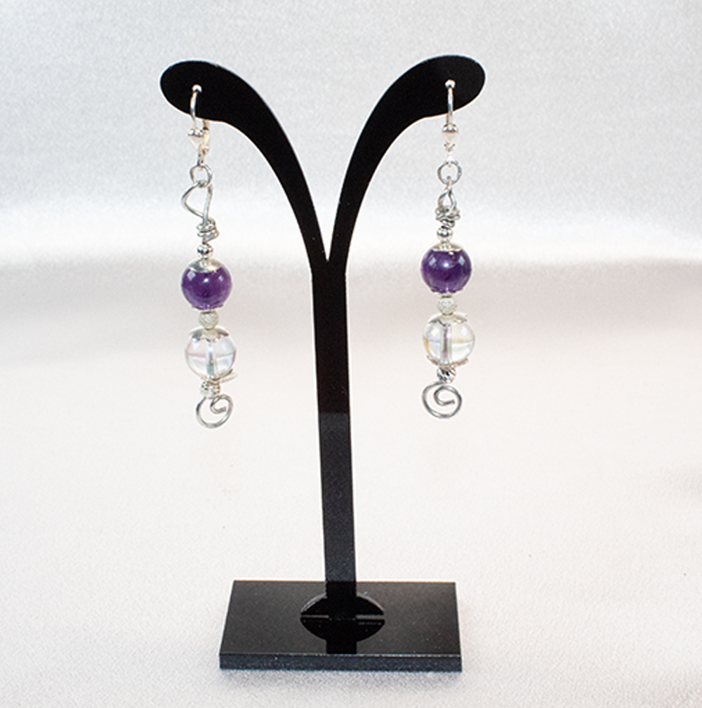 #O1 Ohrring mit Amethyst und Angel Aura – Bild 6